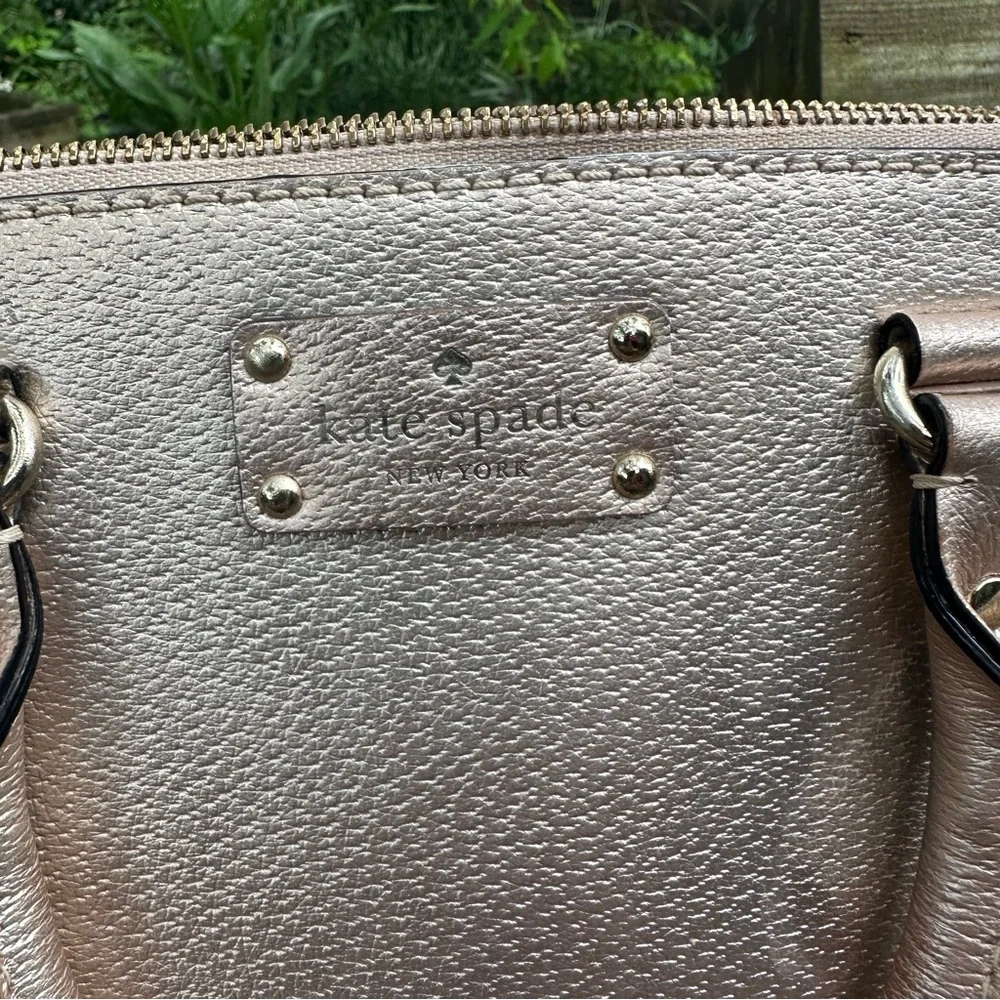 Kate Spade Wellesley Rachelle Satchel Rose‎ Gold Pebbled Leather Purse Handbag